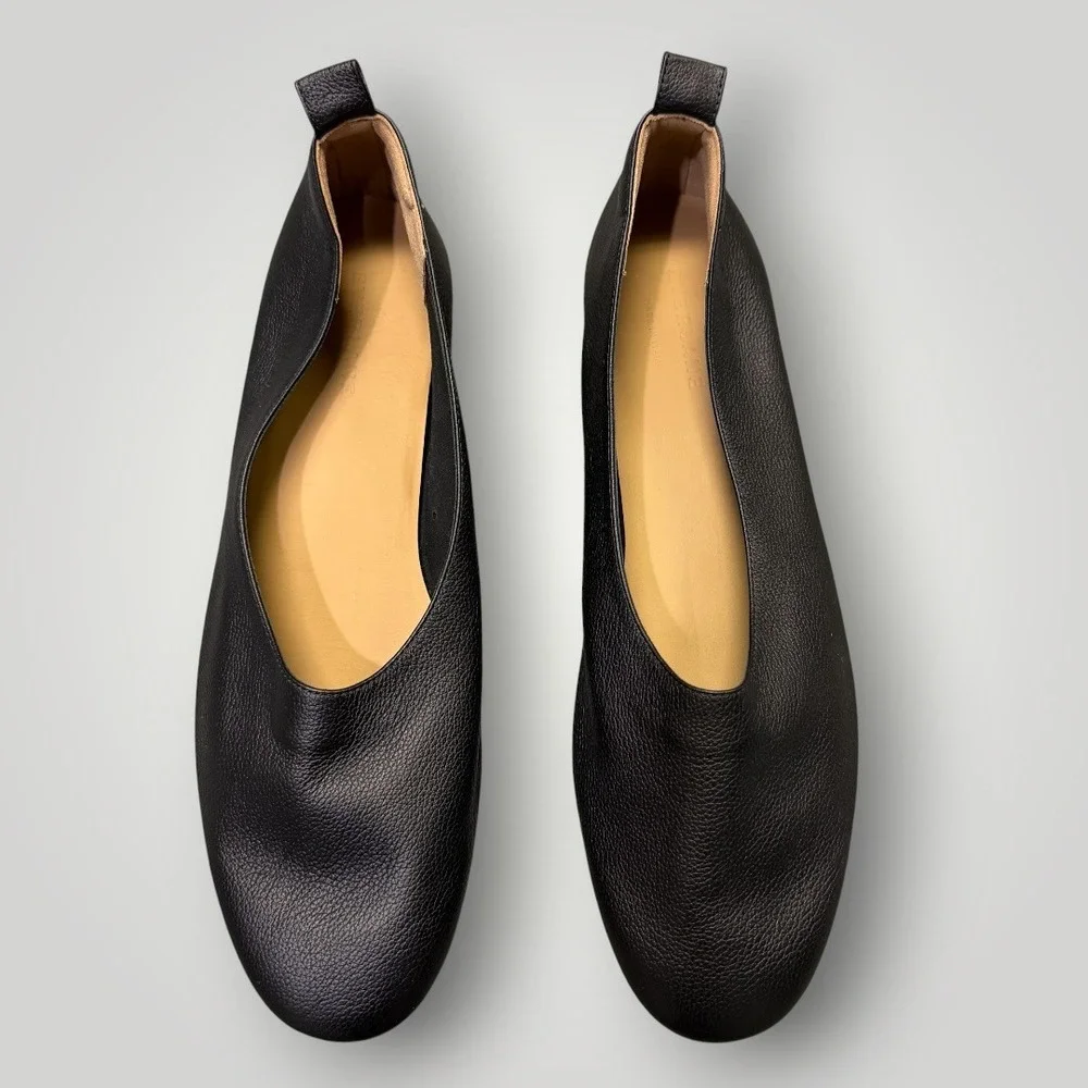 Everlane The Day Glove Black Pebbled Leather Ballet Flats Womens 10.5 Made Italy - Picture 2 of 9